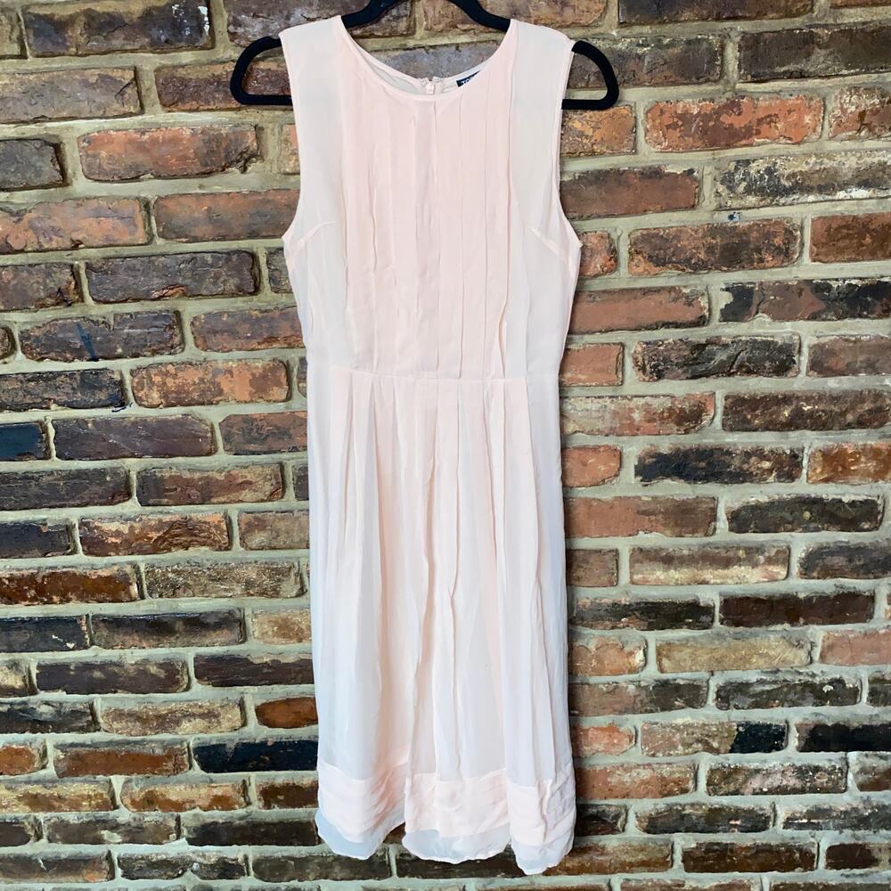 Topshop "Nude" Beige Sleeveless Pleated Midi Dress Women's Size US 2